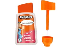 CLÉOPÂTRE - Colle Transparente Forte "Adhésive" En 80 gr Avec Pinceau Intégré – Idéale Travaux Manuels et Loisirs Créatifs - Rentrée Des Classes - Fabrication Française