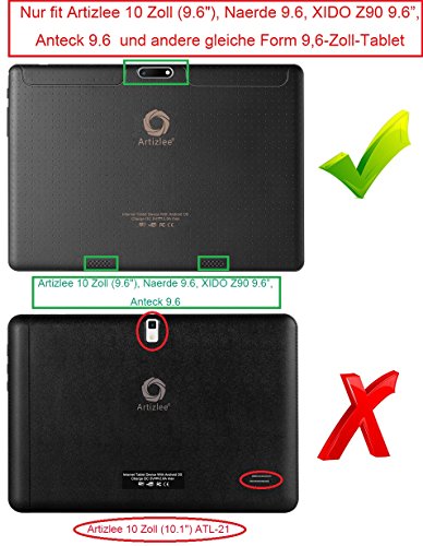 Artizlee 10 Zoll 9.6 Hülle / Case, KuGi ® Artizlee 10 Zoll 9.6 / XIDO Z90 Hülle – Multi-Angle Ständer Schlank-Buch PU-Leder-Abdeckungs-Fall für Artizlee 10 Zoll (9.6″) Tablet PC ATL-26 / Acepad 10 Zoll (9.6″) Tablet PC / XIDO Z90, Anteck 9.6, 10 Zoll (9.6″), Anteck 9.6 Tablet Pc .(Schwarz) - 2
