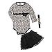 ZOEREA 3 PCS Set Newborn Baby Bowknot Bow Warm Hat Hats+ Leopard Print Romper Outfit Clothes Long Sleeve Bodysuit + Tutu Pleated Lace Skirt Veil Dress Dresses for 0-12M Baby Girls