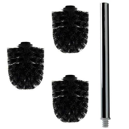 3x Ersatz Bürstenkopf schwarz + Griff 26 cm / Austausch Toilettenbürste / Klobürste