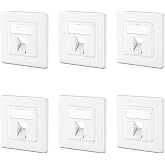 deleyCON 6x 1 Port Junction Box - Empty Box for Keystone Modules - Recessed Data Socket - 45&deg; Angle Output for Keystones