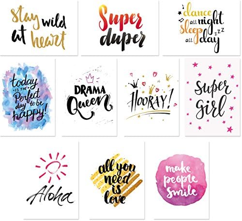 Typography 10 Each of 2 Designs Postcards Set 20 Cards with Sayings Saying Cards/Postcards, Set 2