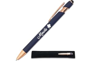 StarMaker Stylo humour personnalisé Merde et trèfle - Cadeau Porte bonheur encouragement, examen, bonne chance - Stylo drole pour collègue, en métal gravé français (Bleu profond)