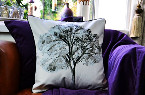 Wald Tree Sofakissen mit Polyesterfüllung – Printed Weich Samt Schwarzweiß 40 x 40cm - 3