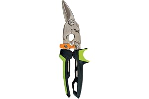 Fiskars Plåtsax, Höger Snitt, Minskad Kraftansträngning, Längd 24,7 cm | Värmebehandlat Stål/Plast, Svart/Grön/Orange, PowerGear, 1027208