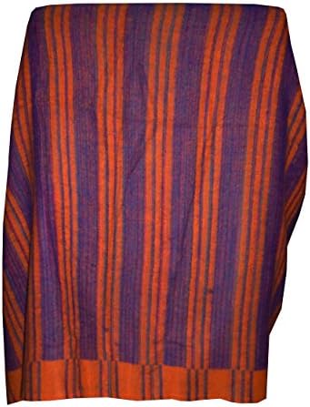 Colourful Himalayan shawl/travel blanket in orange and purple stripes - Approx width: 105cm lengh: 210cm