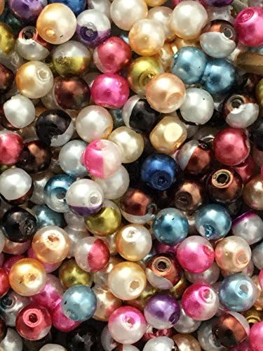 The Bead and Button Box - 40g Split Colour Glass Pearl Beads. 4mm. Ideal for jewellery and other crafts. Over 400 Pearls