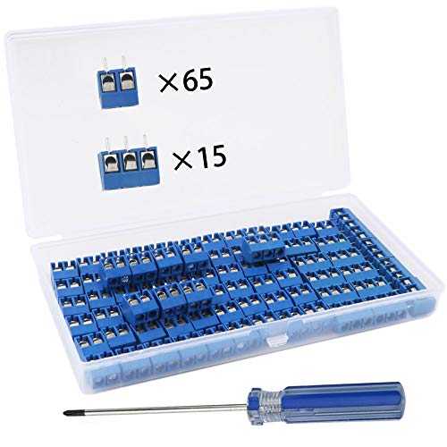 RUNCCI 80 Piezas 5mm 2 Pines/3 Pinesconector pcb 300 v 15a (2PIN-65 Piezas, 3PIN-15 Piezas)