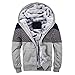 Produktbild KUDICO Herren Mäntel Winter warm Kaschmir Lineing ReißVerschluss Kapuzenjacke Outwear Tops (Grau 2, 3XL)