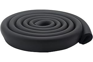 FOZOBAIY 6,5 Fuß/2 m U-förmiger Kantenschutz für Glas-Couchtische, Schaumstoff, babysicherer Sicherheits-Stoßstangenschutz, Eckenschutz für Kinder, extra dick, geeignet für Möbel, Kamin(Rund(U-Typ Schwarz))