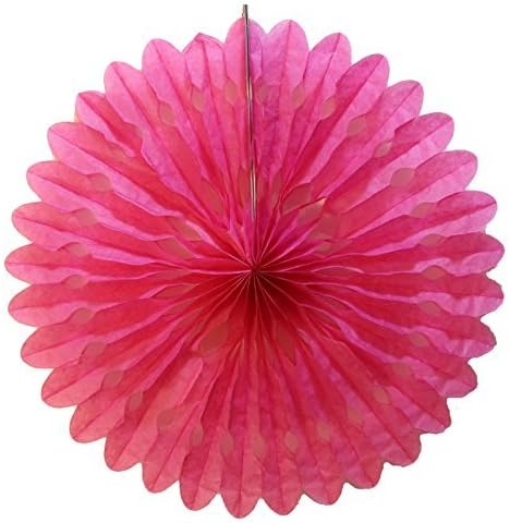 HEARTFEEL 5pcs 35cm Cutout Paper Fan Hanging Ornament Paper Garland Charm Decoration Honeycomb Fan on Birthday Party Wedding Birthday Christmas Decoration Room Decor (Fuchsia, 14 inch in diameter)