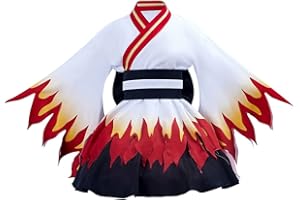 Willyacos Hashibira Inosuke Costume Female Rengoku Kyoujurou Dress Kimono Anime Cosplay Costume Lolita Dress for Women Adult