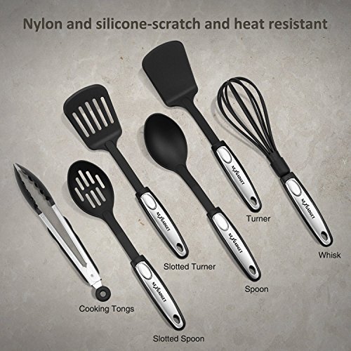 NexGadget Premium-25-Stücke Sets von Kochgeschirr mit Edelstahl und Nylon,Küchenhelfer-Set , Kochen Tools einschließlich Löffel, Turners, Tongs, Schneebesen , Dosenöffner, Schäler, Schaber, Messbecher und Löffel - 2