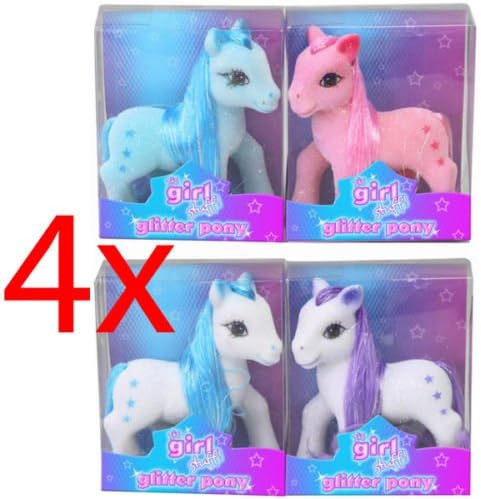 Set Of 4 My Glitter Pony Girls Play Magic Fairy Mystical Shimmer Toy Figure Role.