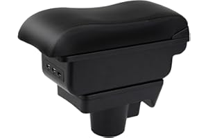 ‎YJYWZH Auto Armlehnen für Astra H Doppelschicht Mittelkonsole Große Aufbewahrungsbox mit 3 USB-Ladeanschluss Schwarze Nähte
