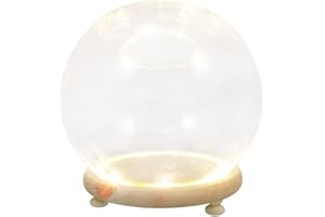 FOMIYES Car Tray Clear Glass Cloche Globe Display Dome with LED Lights Base Glass Plant Terrarium Preserved Flower Dome Cover Display Case for Lamp Succulents Home Decor Home Decoration