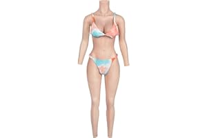 KUMIHO Faux Sein Silicone 9-Points Bodysuit Prothèse Mammaire Silicone Panty pour Crossdresser Transgenre Cosplay Drag Queen C Cup Blanc