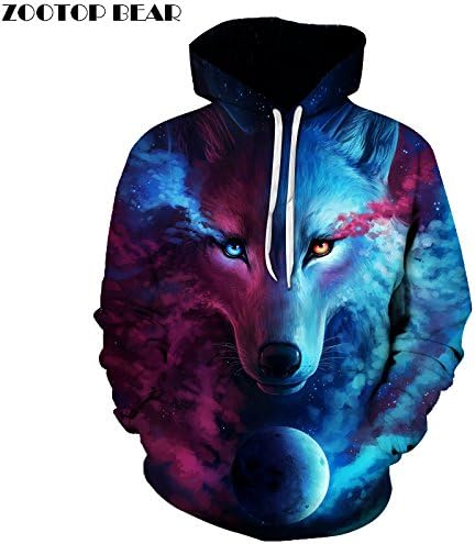 Brand Wolf Printed Hoodies Men 3D Sweatshirt Quality Plus size Pullover Novelty 6XL Streetwear Male Hooded Jacket,4XL