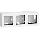 CABLEPELADO Surface box for 3 Simon 27 Play elements, 68 x 192 mm and 50 mm depth, Suitable for surface, 27831-35, Thermoplas