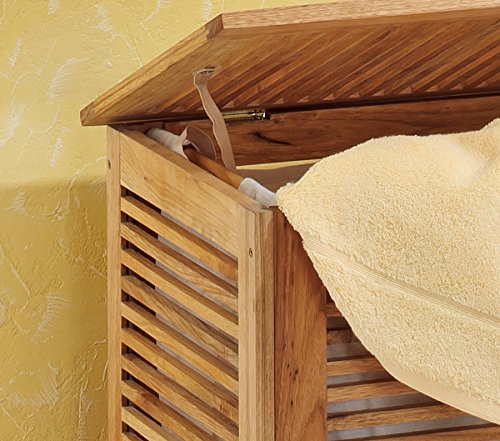 Wäschetruhe aus Walnussholz mit Leinensack - 3