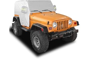 Blueshyhall Auto Abdeckplane Autoabdeckung für J-eep Wrangler JK & JL 2 Tür, Halbe Autoabdeckung Auto Abdeckplane Wasserdicht Autoabdeckung Stoff Indoor Outdoor (447 * 191 * 152 cm)