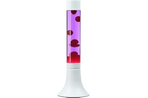 LICHT-ERLEBNISSE Lampe à lave aluminium verre blanc violet rouge salle de fête 37,5 cm G9 ampoule incluse magma d'ambiance lampe de table rétro YVONNE