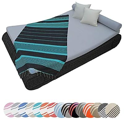 Vivezen ® Véritable fouta Tunisienne 1m x 2m Tissage à Plat ou nid d'abeille 100% Coton 380g - 16 modèles au Choix - Norme CE
