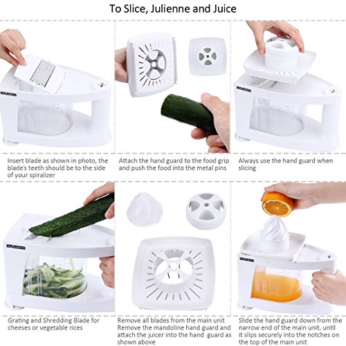 Spiraler Hobel, NexGadget Spiral-Ultra-4-Blatt Spiralizer, 8 in 1 Multi Spiraler Hobel, Schwere Gemüsenudelnmaschine und Mandolinist Hobel für Menschen mit gesunder Lebensmittel - 4