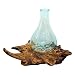Produktbild Beho Natürlich gut in Holz Vase aus Glas auf Teak 2832 tolle Geschenkidee Höhe ca. 35 cm Wurzelholz mundgeblasen