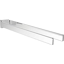 Emco Cue Wall Mount Toothbrush Holder - Chrome Metal Bracket With Satin Crystal Glass, No Screws Needed (Gluing Option)