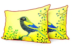 DreamVio Jute Fabric Printed Decorative Pillow/Throw/Cushion Covers for Living Room, Bed Room, Sofa,Chairs,Pillow Cases, Pillow Covers Set of 2, Size 12x18 Inches Style73