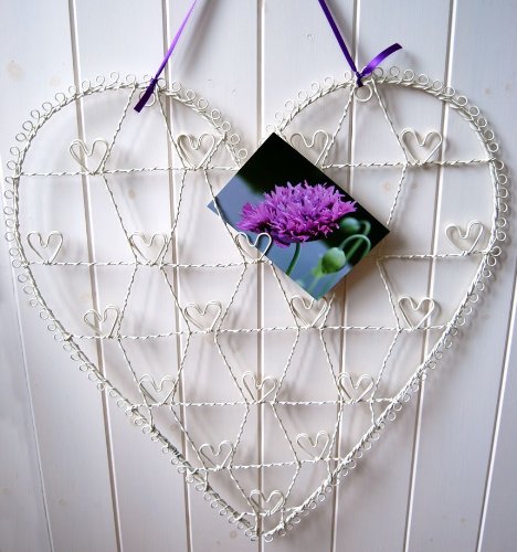 Vintage Style White Wire Heart Memo Card Photo Holder – Large by TTHG - 2