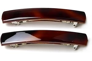 CREATIVE CORNER 2 grandi fermagli per capelli rettangolari "Made in France", 10 x 1,6 cm, marrone