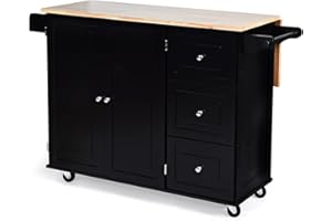 COSTWAY Carro de Cocina con Ruedas Carrito Auxiliar Carro de Servicio Multiuso Aparador Buffet para Comedor Restaurante (Negro)