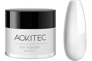 Aokitec Polvere per Immersione Classico Colore Chiaro, Dipping Powder per Unghie Nail Art Starter Manicure Salone Fai da Te a Casa，Inodore a Lunga Durata, Senza Polimerizzazione con Lampada, 1 Oz