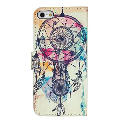 kwmobile Funda para Apple iPhone SE   5   5S - Wallet Case plegable de cuero sint  tico - Cover con tapa tarjetero y soporte Dise  o atrapasue  os desdibujado en multicolor azul blanco