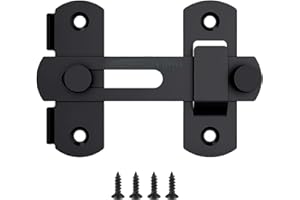 BRAMBLECO Gate Lock - Door Latches - Metal Gate Bolt - Thicker Stainless Steel Construction - Secure Internal Doors & Wooden Gates - Sliding Door Lock - Small Gate Bolt - (Black)