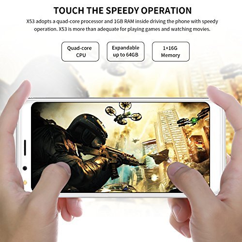 Smartphone ohne Vertrag, DOOGEE X53 3G Dual SIM Android 7.0 GÃ¼nstig Handy, 5.3 Zoll FHD MT6750T Processor Smartphones, 1GB RAM + 16GB ROM, Dual 5.0MP Rear Kamera, 2200mAh, Dual SIM (Silber)