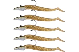 Matymats 2Pcs/5Pcs/15Pcs Soft Plastic Lures, Squid Lures, Sand Eel Fishing Lures, Fishing Jig Head Hooks, Bass Trout Walleye Salmon Lures, Soft Fishing Lures Kits for Freshwater Saltwater