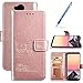 Produktbild Robinsoni Kompatibel mit Sony Xperia XA2 Hülle PU Leder Gemalt Eule Liebe Herz Muster Retro Handytasche Schutzhülle Kunstleder Brieftasche Klapphülle Flip Case Tasche Ständer Wallet,Rose Gold