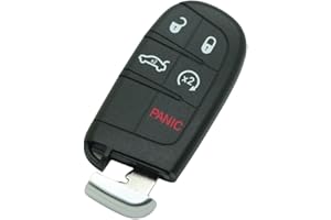 BROVACS Wymienny klucz powłoka + nieprzycięty pusty klucz do awaryjnego wkładania kompatybilny z DODGE CHRYSLER JEEP 5-przyciskowy inteligentny klucz do wejścia zdalny klucz etui Fob 4 BTN + Panic PG756F