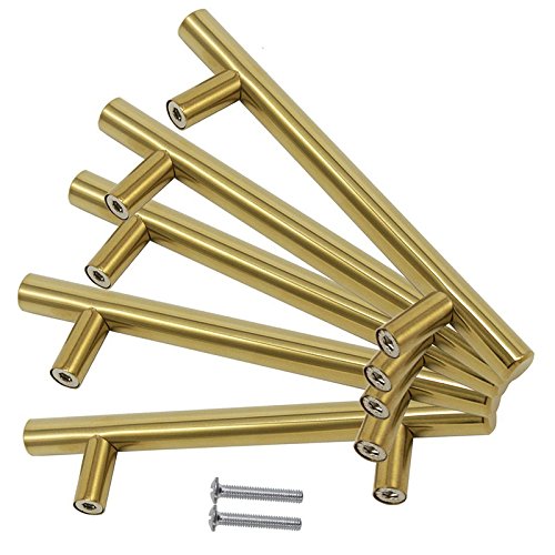 Margueras pack of 10, stainless steel kitchen cupboard handles, black T-bars with screws Trous 96mm