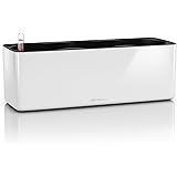 LECHUZA CUBE Glossy Triple, Weiß, Lackierte Oberfläche, Hochwertiger Kunststoff, Stick-Bewässerungssystem, Für Innenbereich, 