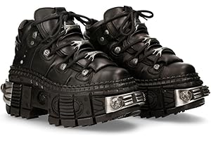 New Rock Buty Unisex TANK Podeszwa z sznurowaniem Kolor Czarny/Unisex Czarne Buty Skórzane Buty Buty M.WALL106-S10