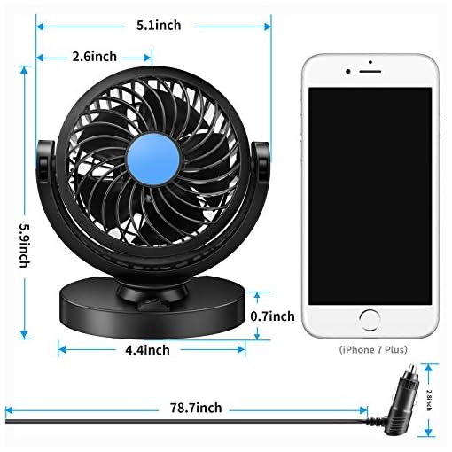 Ventilatore Auto 12V Nircho - Mini Ventola Rotante 360° Per Auto, Camion, Ufficio - Foto 4