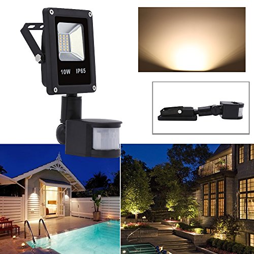 VINGO® 10W LED Strahler Fluter Außen Flutlicht Strahler mit PIR Bewegungsmelder wasserdicht IP65 Gartenstrahler Wandstrahler Warmweiß - 3