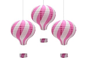 CEEYSEE 3PCS Pink Paper Lanterns - 30cm Hot Air Balloon Lanterns for Birthday, Wedding, Christmas & Halloween Parties