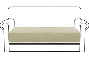 CYCMACO Housse Coussin Canapé Velours, Housse De Coussin Extensible, Universelle Housse Coussin Canape, Housse Assise Canapé Antidérapante, Housse Dossier Canapé, 2 Places, Beige