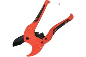 JIUJUDA9 42mm PVC Pipe Cutter, Heavy Duty Ratchet Pipe Cutters for Cutting PVC PEX PPR Plumbing Plastic Rubber Hoses Plastic Pipe Cutter with Non-Slip Handle