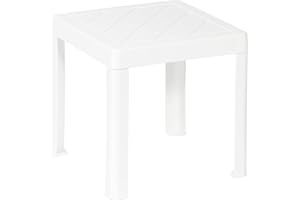 DEA HOME Tavolino POP, da interni ed esterni, in plastica polipropilene, colore bianco